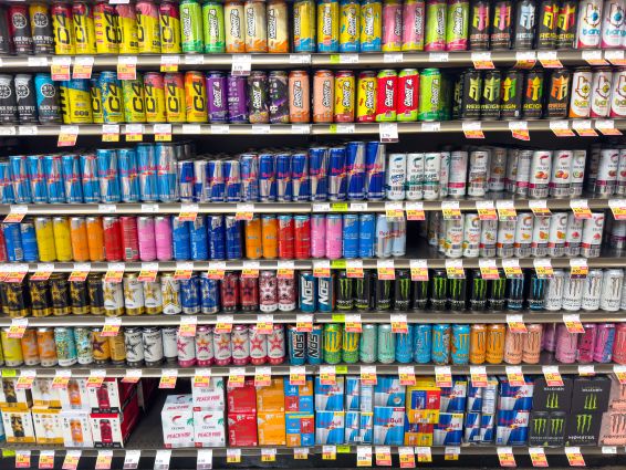 wall of energy drinks
